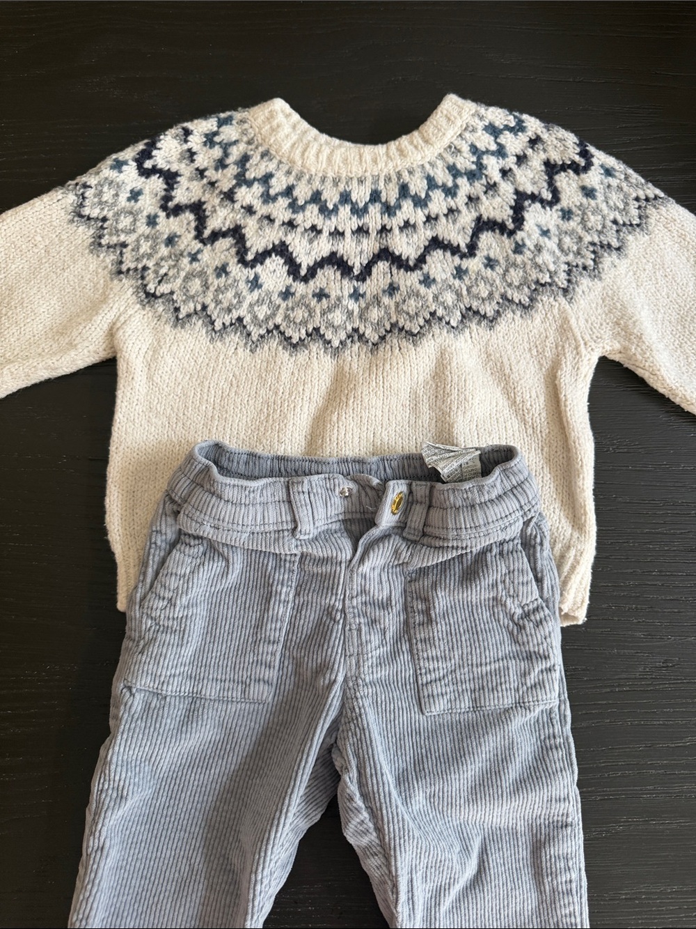 Zara Cream Sweater with Blue Nordic Yoke